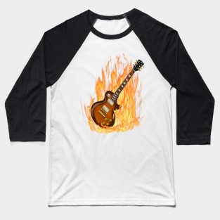 Guitar Graphic Design with Fire, Guitarist Baseball T-Shirt